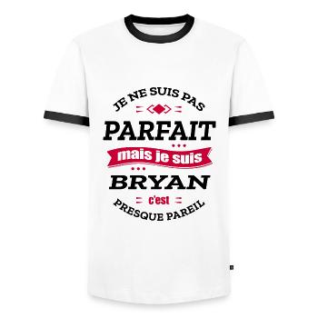 BRYAN PARFAIT - PRENOM BRYAN - T-shirt contrasté Homme - blanc/noir - Devant - AI Model Female 172 light (172cm) & AI Model Male 178 dark (178cm)