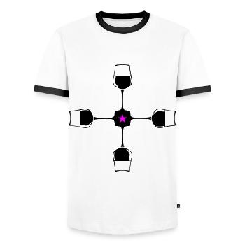 Verre à vin rouge de vin - T-shirt contrasté Homme - blanc/noir - Devant - AI Model Female 172 light (172cm) & AI Model Male 178 dark (178cm)