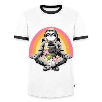 Faultier macht Yoga - Männer Kontrast-T-Shirt - Weiß/Schwarz - Vorne - AI Model Female 172 light (172cm) & AI Model Male 178 dark (178cm)