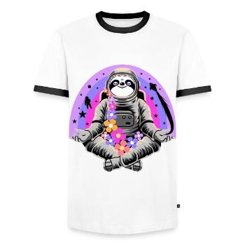 Sloth, Faultier als Astronaut - Männer Kontrast-T-Shirt - Weiß/Schwarz - Vorne - AI Model Female 172 light (172cm) & AI Model Male 178 dark (178cm)