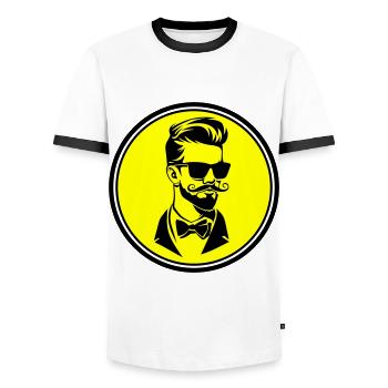 Groom Wedding Cool - Men's Ringer Shirt - white/black - Front - AI Model Female 172 light (172cm) & AI Model Male 178 dark (178cm)