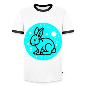 Symbole de Pâques lapin - T-shirt contrasté Homme - blanc/noir - Devant - AI Model Female 172 light (172cm) & AI Model Male 178 dark (178cm)