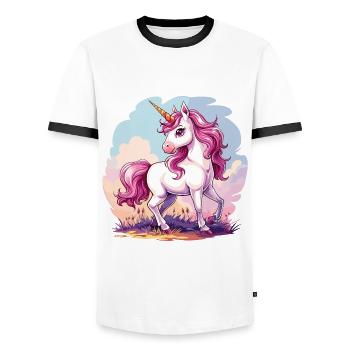 Unicorn Fantasy Magic Fairy Tale Spell Unicorns - Men's Ringer Shirt - white/black - Front - AI Model Female 172 light (172cm) & AI Model Male 178 dark (178cm)