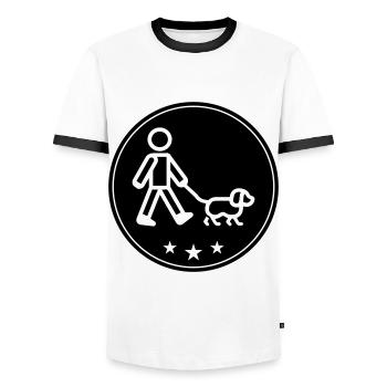 Dog walking dog - Men's Ringer Shirt - white/black - Front - AI Model Female 172 light (172cm) & AI Model Male 178 dark (178cm)