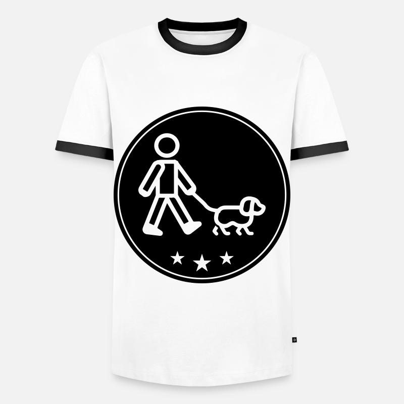 Gassi Gehen Hund - Männer Kontrast-T-Shirt - Weiß/Schwarz
