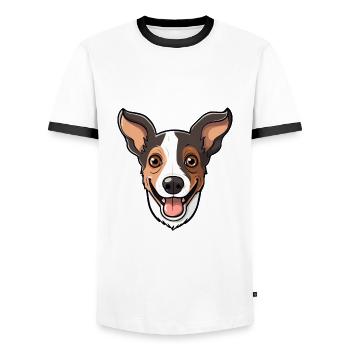 Rat Terrier Dog Breed Watercolor Cartoon Kawaii Cl - Men's Ringer Shirt - white/black - Front - AI Model Female 172 light (172cm) & AI Model Male 178 dark (178cm)