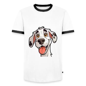 Dalmatien chien race aquarelle dessin animé Kawaii Clip - T-shirt contrasté Homme - blanc/noir - Devant - AI Model Female 172 light (172cm) & AI Model Male 178 dark (178cm)