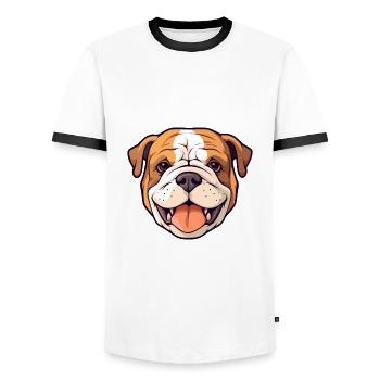 Bulldogge Hund Rasse Aquarell Karikatur Kawaii Clipar - Männer Kontrast-T-Shirt - Weiß/Schwarz - Vorne - AI Model Female 172 light (172cm) & AI Model Male 178 dark (178cm)