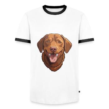 Chesapeake Bay Retriever Hunderasse Aquarellwagen - Männer Kontrast-T-Shirt - Weiß/Schwarz - Vorne - AI Model Female 172 light (172cm) & AI Model Male 178 dark (178cm)