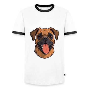 Bullmastiff chien race aquarelle dessin animé kawaii cl - T-shirt contrasté Homme - blanc/noir - Devant - AI Model Female 172 light (172cm) & AI Model Male 178 dark (178cm)