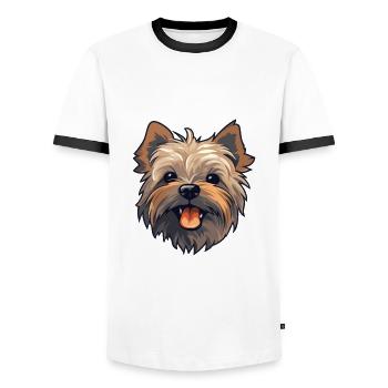 Cairn Terrier chien race aquarelle dessin animé Kawaii - T-shirt contrasté Homme - blanc/noir - Devant - AI Model Female 172 light (172cm) & AI Model Male 178 dark (178cm)