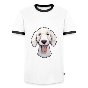 Bedlington Terrier chien race aquarelle dessin animé Ka - T-shirt contrasté Homme - blanc/noir - Devant - AI Model Female 172 light (172cm) & AI Model Male 178 dark (178cm)