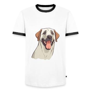 Anatolian Shepherd Dog Breed Watercolor Cartoon Ka - Men's Ringer Shirt - white/black - Front - AI Model Female 172 light (172cm) & AI Model Male 178 dark (178cm)