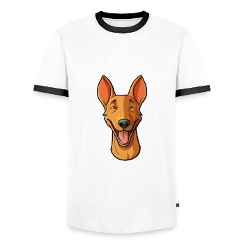 Pharaoh Hound Dog Breed Watercolor Cartoon Kawaii - Men's Ringer Shirt - white/black - Front - AI Model Female 172 light (172cm) & AI Model Male 178 dark (178cm)