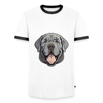 Neapolitan Mastiff Dog Breed Watercolor Cartoon Ka - Men's Ringer Shirt - white/black - Front - AI Model Female 172 light (172cm) & AI Model Male 178 dark (178cm)