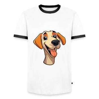 Sloughi chien race aquarelle dessin animé kawaii Clipar - T-shirt contrasté Homme - blanc/noir - Devant - AI Model Female 172 light (172cm) & AI Model Male 178 dark (178cm)