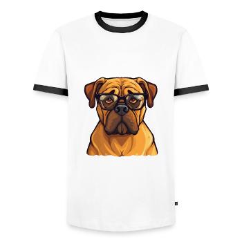Bullmastiff Hunderasse Aquarell Karikatur Kawaii Gl - Männer Kontrast-T-Shirt - Weiß/Schwarz - Vorne - AI Model Female 172 light (172cm) & AI Model Male 178 dark (178cm)