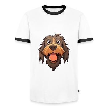 Spinoni Italiani Hunderasse Aquarell Karikatur Kawa - Männer Kontrast-T-Shirt - Weiß/Schwarz - Vorne - AI Model Female 172 light (172cm) & AI Model Male 178 dark (178cm)