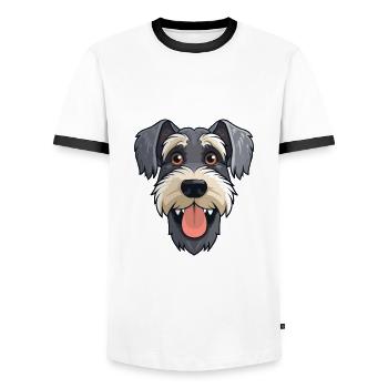 Standard Schnauzer Dog Breed Watercolor Cartoon Ka - Men's Ringer Shirt - white/black - Front - AI Model Female 172 light (172cm) & AI Model Male 178 dark (178cm)