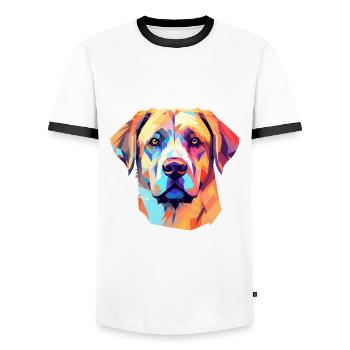 Anatolian Shepherd Dog Breed Watercolor Cartoon Ka - Men's Ringer Shirt - white/black - Front - AI Model Female 172 light (172cm) & AI Model Male 178 dark (178cm)