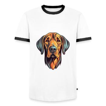 Plott Hund Hund Rasse Aquarell Cartoon Kawaii Co - Männer Kontrast-T-Shirt - Weiß/Schwarz - Vorne - AI Model Female 172 light (172cm) & AI Model Male 178 dark (178cm)