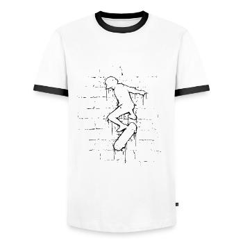 Urban Graffiti Street Art Kickflip Skater Skateboa - Men's Ringer Shirt - white/black - Front - AI Model Female 172 light (172cm) & AI Model Male 178 dark (178cm)