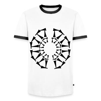 Tri-Circular design - Men's Ringer Shirt - white/black - Front - AI Model Female 172 light (172cm) & AI Model Male 178 dark (178cm)