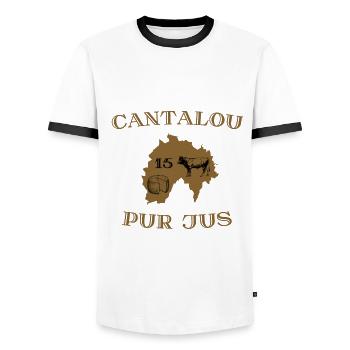 Cantalou pur jus - T-shirt contrasté Homme - blanc/noir - Devant - AI Model Female 172 light (172cm) & AI Model Male 178 dark (178cm)