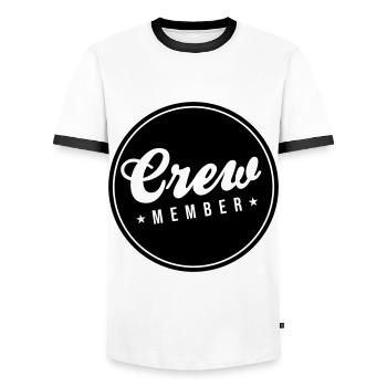 Crew Member - Men's Ringer Shirt - white/black - Front - AI Model Female 172 light (172cm) & AI Model Male 178 dark (178cm)