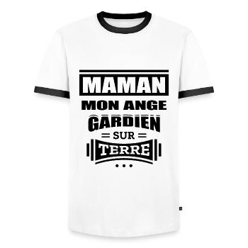 MAMAN MON ANGE GARDIEN SUR TERRE - T-shirt contrasté Homme - blanc/noir - Devant - AI Model Female 172 light (172cm) & AI Model Male 178 dark (178cm)