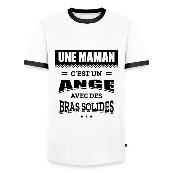UNE MAMAN C'EST UN ANGE AVEC DES BRAS SOLIDES - T-shirt contrasté Homme - blanc/noir - Devant - AI Model Female 172 light (172cm) & AI Model Male 178 dark (178cm)