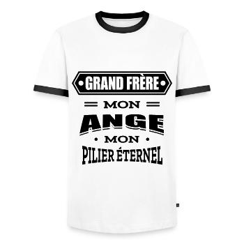 GRAND FRÈRE MON ANGE MON PILIER ETERNEL - T-shirt contrasté Homme - blanc/noir - Devant - AI Model Female 172 light (172cm) & AI Model Male 178 dark (178cm)