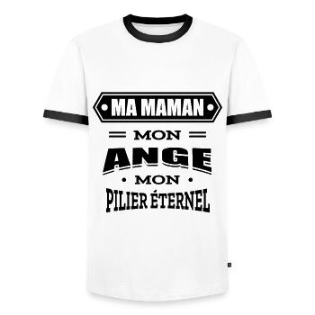 MA MAMAN MON ANGE MON PILIER ETERNEL - T-shirt contrasté Homme - blanc/noir - Devant - AI Model Female 172 light (172cm) & AI Model Male 178 dark (178cm)