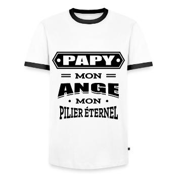 PAPY MON ANGE MON PILIER ETERNEL - T-shirt contrasté Homme - blanc/noir - Devant - AI Model Female 172 light (172cm) & AI Model Male 178 dark (178cm)