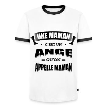 UNE MAMAN C'EST UN ANGE QU'ON APPELLE MAMAN - T-shirt contrasté Homme - blanc/noir - Devant - AI Model Female 172 light (172cm) & AI Model Male 178 dark (178cm)