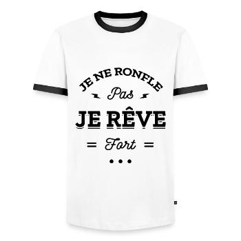 JE NE RONFLE PAS JE REVE FORT - T-shirt contrasté Homme - blanc/noir - Devant - AI Model Female 172 light (172cm) & AI Model Male 178 dark (178cm)