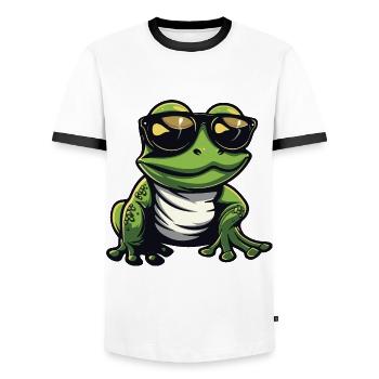 Frog Animal Cool - Men's Ringer Shirt - white/black - Front - AI Model Female 172 light (172cm) & AI Model Male 178 dark (178cm)