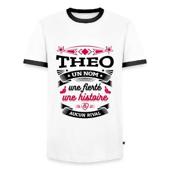 THEO UN NOM UNE FIERTÉ AUCUN RIVAL - T-shirt contrasté Homme - blanc/noir - Devant - AI Model Female 172 light (172cm) & AI Model Male 178 dark (178cm)
