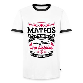 MATHIS UN NOM UNE FIERTÉ AUCUN RIVAL - T-shirt contrasté Homme - blanc/noir - Devant - AI Model Female 172 light (172cm) & AI Model Male 178 dark (178cm)
