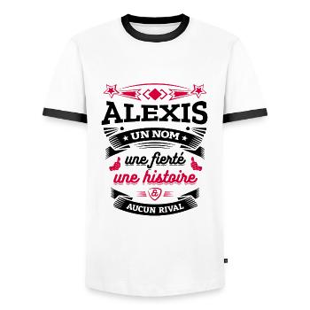 ALEXIS UN NOM UNE FIERTÉ AUCUN RIVAL - T-shirt contrasté Homme - blanc/noir - Devant - AI Model Female 172 light (172cm) & AI Model Male 178 dark (178cm)