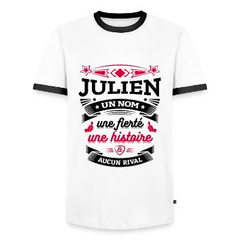 JULIEN UN NOM UNE FIERTÉ AUCUN RIVAL - T-shirt contrasté Homme - blanc/noir - Devant - AI Model Female 172 light (172cm) & AI Model Male 178 dark (178cm)