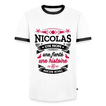 NICOLAS UN NOM UNE FIERTÉ AUCUN RIVAL - T-shirt contrasté Homme - blanc/noir - Devant - AI Model Female 172 light (172cm) & AI Model Male 178 dark (178cm)
