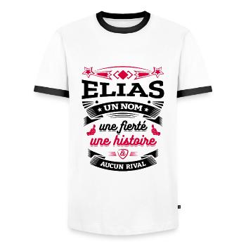 ELIAS UN NOM UNE FIERTÉ AUCUN RIVAL - T-shirt contrasté Homme - blanc/noir - Devant - AI Model Female 172 light (172cm) & AI Model Male 178 dark (178cm)