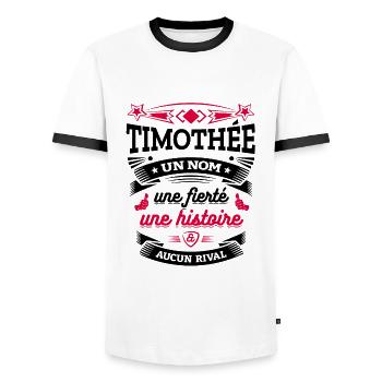 TIMOTHÉE UN NOM UNE FIERTÉ AUCUN RIVAL - T-shirt contrasté Homme - blanc/noir - Devant - AI Model Female 172 light (172cm) & AI Model Male 178 dark (178cm)