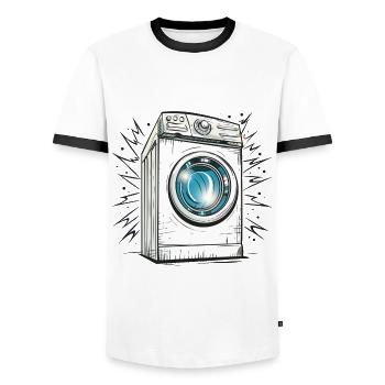 Machine à laver - T-shirt contrasté Homme - blanc/noir - Devant - AI Model Female 172 light (172cm) & AI Model Male 178 dark (178cm)