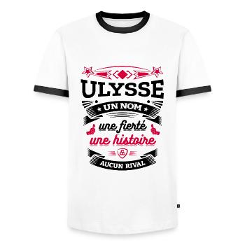 ULYSSE UN NOM UNE FIERTÉ AUCUN RIVAL - T-shirt contrasté Homme - blanc/noir - Devant - AI Model Female 172 light (172cm) & AI Model Male 178 dark (178cm)