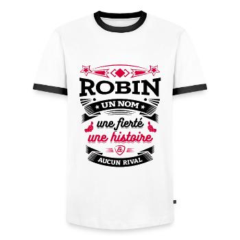 ROBIN UN NOM UNE FIERTÉ AUCUN RIVAL - T-shirt contrasté Homme - blanc/noir - Devant - AI Model Female 172 light (172cm) & AI Model Male 178 dark (178cm)