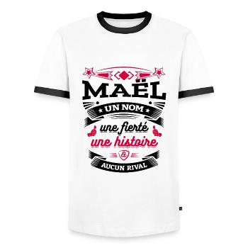 MAËL UN NOM UNE FIERTÉ AUCUN RIVAL - T-shirt contrasté Homme - blanc/noir - Devant - AI Model Female 172 light (172cm) & AI Model Male 178 dark (178cm)