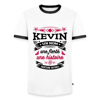 KEVIN UN NOM UNE FIERTÉ AUCUN RIVAL - T-shirt contrasté Homme - blanc/noir - Devant - AI Model Female 172 light (172cm) & AI Model Male 178 dark (178cm)