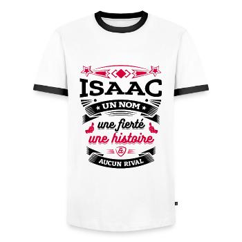 ISAAC UN NOM UNE FIERTÉ AUCUN RIVAL - T-shirt contrasté Homme - blanc/noir - Devant - AI Model Female 172 light (172cm) & AI Model Male 178 dark (178cm)